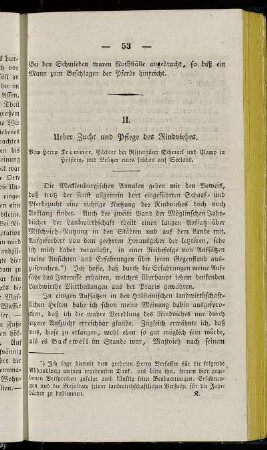 II. Ueber Zucht und Pflege des Rindviehes