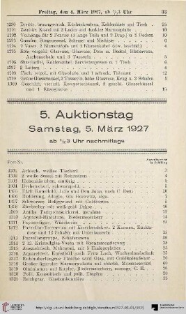 5. Auktionstag (Nr. 1301-1600)