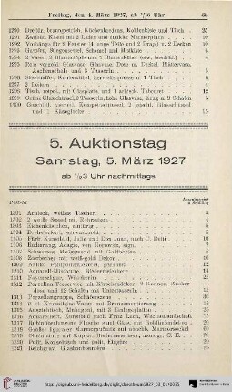 5. Auktionstag (Nr. 1301-1600)