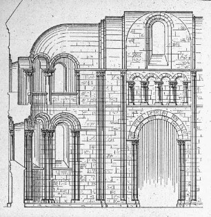 Caen, St. Nicolas, Chor, Wandsystem, nach Dehio