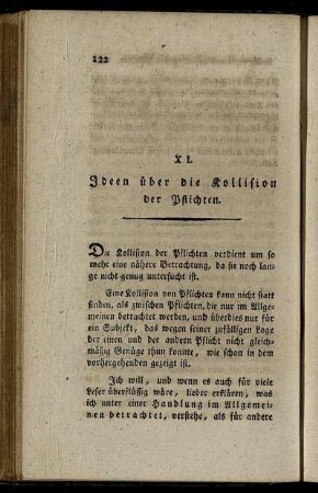 XI. Ideen über die Kollision der Pflichten.