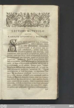 Lectori Benevolo Salutem Carolus Augustus A Boehmer.