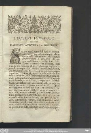 Lectori Benevolo Salutem Carolus Augustus A Boehmer.