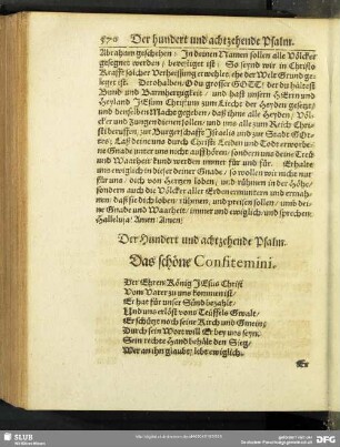 Der Hundert und achtzehende Psalm. Das schöne Confitemini