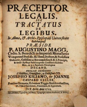 Praeceptor legalis, seu tractatus de legibus