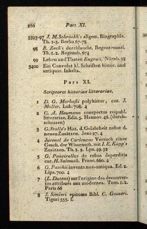 166-172, Pars XI. Scriptores historiae litterariae.