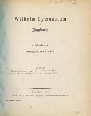 Jahresbericht. 1882/83 = 2