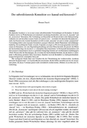 Der subordinierende Konnektor wo: kausal und konzessiv?