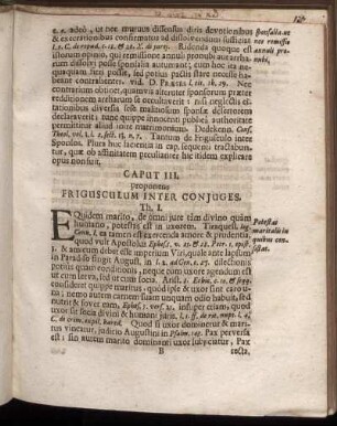 Caput III. proponens Frigusculum Inter Conjuges.