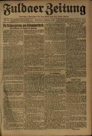 Ausgabe vom Samstag, den 11. Februar 1922.