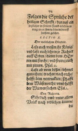 Folgen die Spruche der heiligen Schrifft/ darauß ein ieglicher in seinem stand erlehrnen mag/ was ihm in seinem beruff zuthun gebürt.