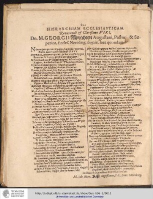 In HIERARCHIAM ECCLESIASTICAM Reverendi & Clarißimi VIRI, ...