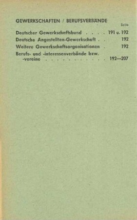 Gewerkschaften / Berufsverbände