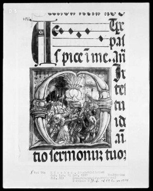 Psalterium — Initiale M mit einer Kreuztragung, Folio 161