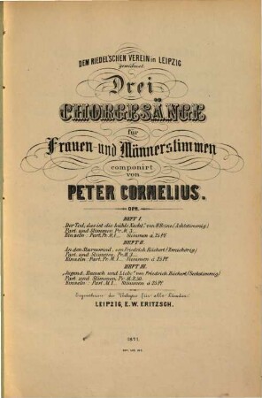 Drei Chorgesänge für Frauen- und Männerstimmen : op. 11, 3. Jugend, Rausch u. Liebe. - 13 S.