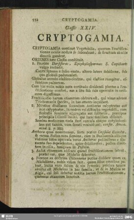 Classis XXIV. Cryptogamia