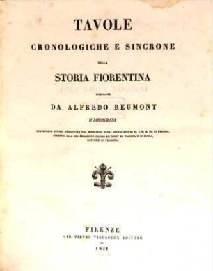 Tavole cronologiche e sincrone della storia Fiorentina
