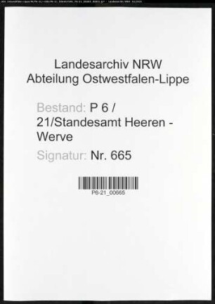 Sterberegister Standesamt Heeren-Werve