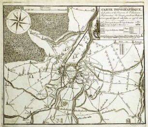 WHK 32 Krieg mit Frankreich 1792-1805: Topografische Karte der Umgebung von Valenciennes mit den Stellungen, Feldlagern, Batterien und Belagerungsanlagen, 1793 und 1815