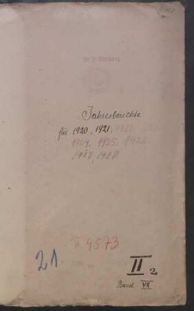 Jahresberichte Vol. VII