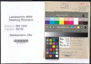 Entnazifizierung Otto Spiekermann , geb. 02.03.1912 (Saenger)