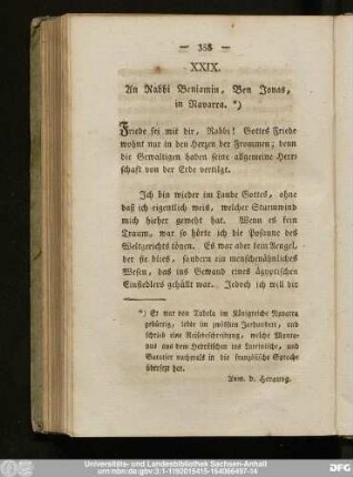 XXIX. An Rabbi Beniamin, Ben Jonas, in Navarra.