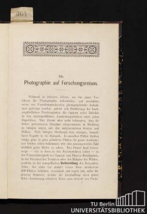Die Photographie auf Forschungsreisen.