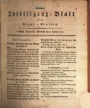 Intelligenzblatt des Rezat-Kreises. 1812