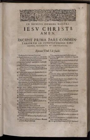 Prima Pars Commentariorum In Consuetudines Parisienses, Recognita Et Locupletata