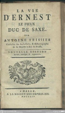 La Vie D'Ernest Le Pieux Duc De Saxe