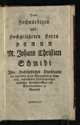 Dem Hochwuerdigen und ...
