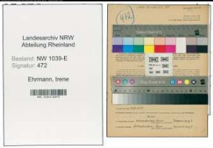 Entnazifizierung Irene Ehrmann , geb. 25.09.1892 (Lehrerin)