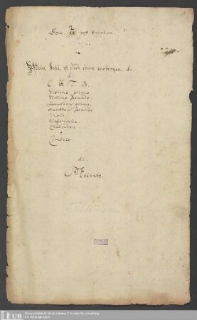 Ms. Ff. Mus. 1259 - Dom: 2. post Epiphan: : Mein Jesu, ist dirs denn verborgen. &c: : â C. A. T. B., violino primo, violino secundo, hautbois primo, hautbois secundo, viola, violoncello, chalcedon e cembalo