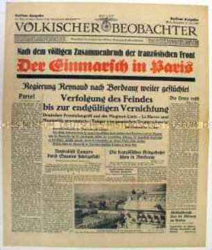 Tageszeitung "Völkischer Beobachter" zum Einmarsch der Wehrmacht in Paris