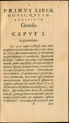 Primus Liber Moysi, Qui Inscribitur Genesis.