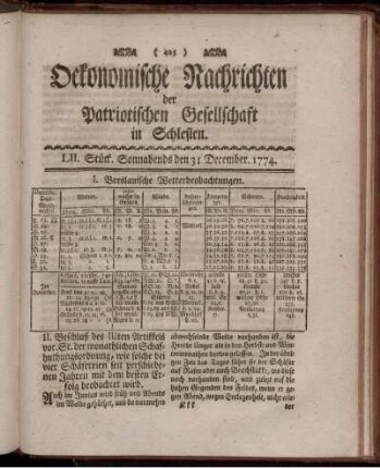 LII. Stück. Sonnabends den 31 December. 1774.