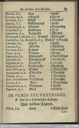 De Feris Sylvestribus