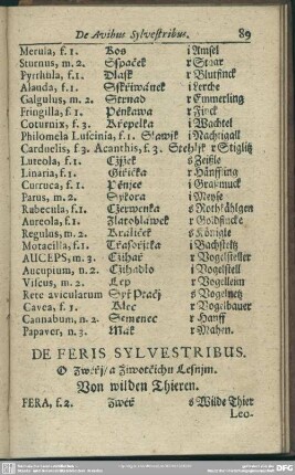 De Feris Sylvestribus