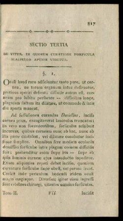Sectio Tertia De Vitiis, In Quorum Curatione Forficula Scalpello Aptior Videtur