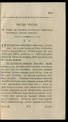Sectio Tertia De Vitiis, In Quorum Curatione Forficula Scalpello Aptior Videtur