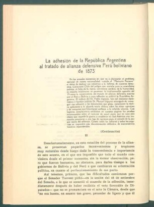 La adhesión de la República Argentina al tratado de alianza defensiva Perú boliviano de 1873 - (Continuación)