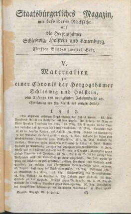Fünften Bandes zweites Heft.