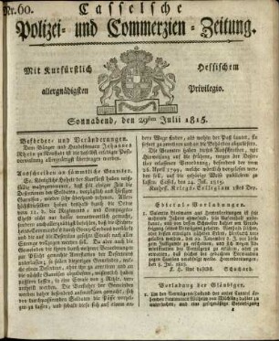 Nr. 60, Sonnabend, den 29sten Julii 1815