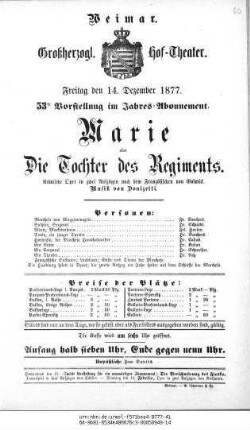 Marie oder Die Tochter des Regiments