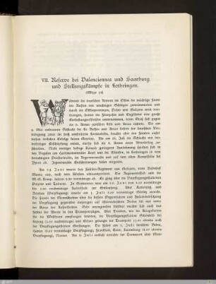 VII. Reserve bei Valenciennes und Saarburg und Stellungskämpfe in Lothringen