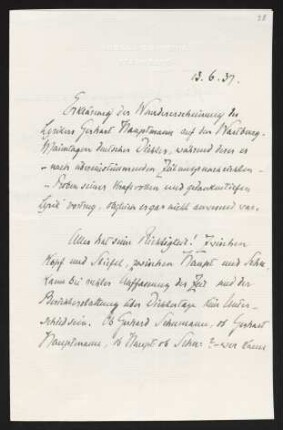 Brief von Rudolf G. Binding an Margarete Hauptmann
