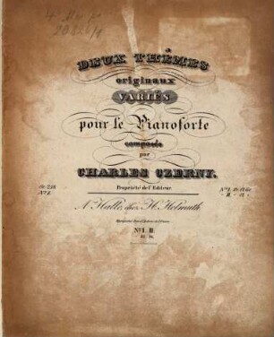 Deux thêmes originaux variés : pour le pianoforte ; oe. 258, 1
