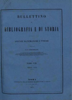 Tomo VIII. Aprile 1875.