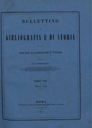 Tomo VIII. Aprile 1875.