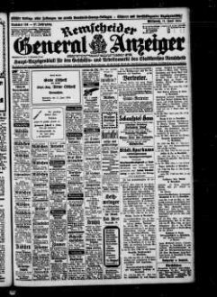 Remscheider General-Anzeiger : RGA : Remscheider Anzeiger : täglicher Anzeiger : Bergisches Tageblatt : Bergisches Abendblatt : das bodenständige Heimat- und Anzeigenblatt